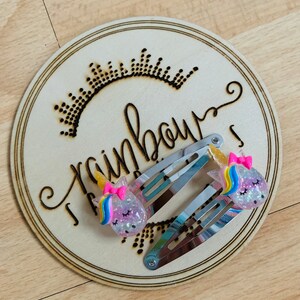 Unicorn Hair Clips, Unicorn Hair Slides, Unicorn Fringe Clips, Unicorn Snap Clips, Sparkly Hair Clips
