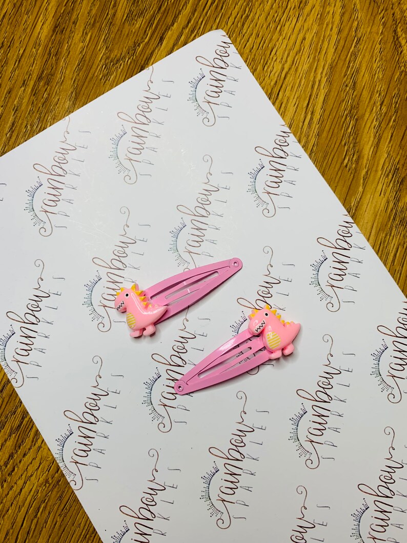 Pink Dinosaur Hair Clips Dino Hair Clips Dinosaur Snap Etsy
