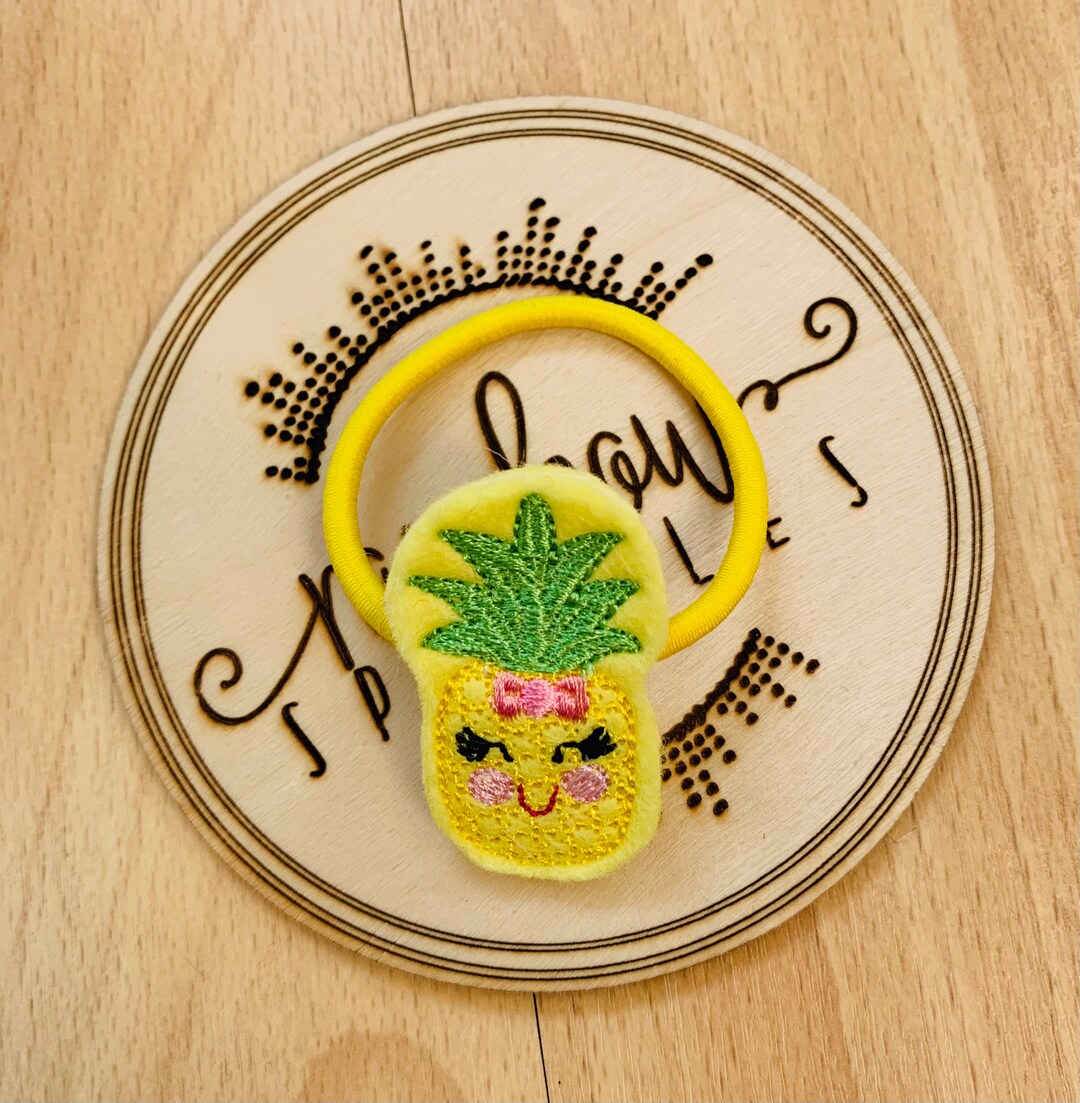 Pineapple Hair Bobble, Embroidered Hair Bobble, Summer Hair Bobble, Pineapple Hair Tie, Summer