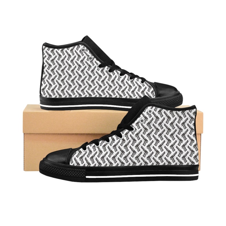 Mens HighTop Sneakers, Gun Shoes, Gun Pattern Shoes, Custom Shoes, Mens Shoes, Mens HighTop Sneakers, Gun Shoes, Gun Pattern Shoes, Custom Shoes, Mens Shoes,