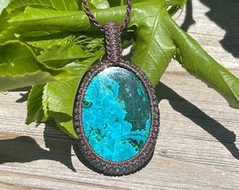 Macrame Chrysocolla Malachite Pendant