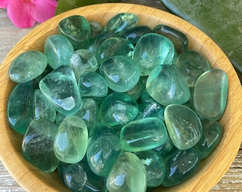 Green Fluorite Tumbled Stones: Heart Chakra Healing Crystals (~0.8-1.2")