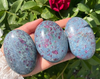 Ruby Kyanite Palm Stone: Healing Crystal Birthstone