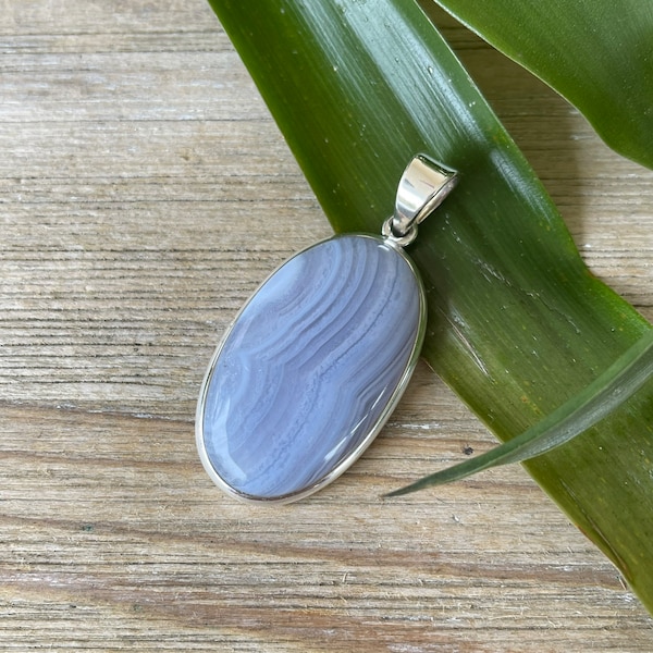 Blue Lace Agate Pendant - Blue Lace Agate Necklaces - Healing Crystals and Stones - Throat Chakra