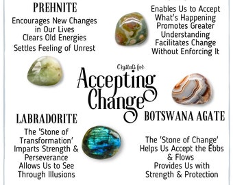 Crystal Set - Crystals For Accepting Change - Labradorite - BotswanaAgate - Prehnite - Rhyolite