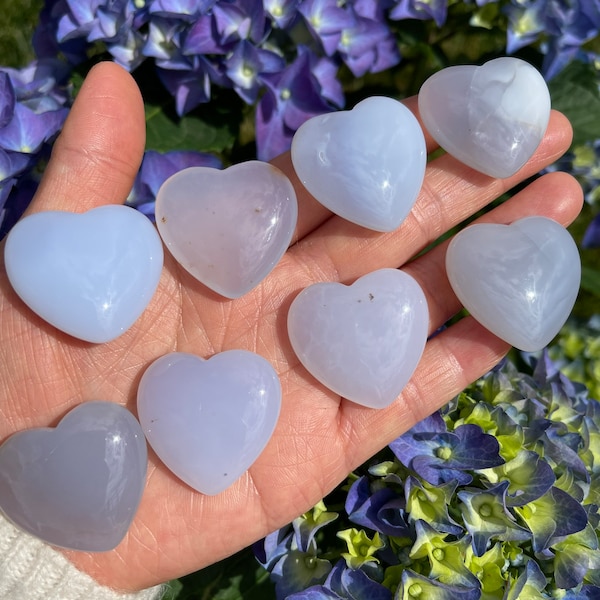 Blue Chalcedony Heart (1.1”) - Healing Crystals and Stones - Throat Chakra