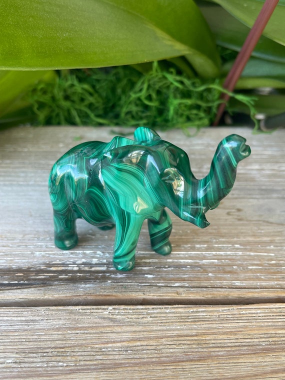Statue éléphant En Serpentine Et Cornaline - Grand Modèle 29x29x10 Cm - Poids 4 Kg - Occasion