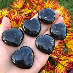 Arfvedsonite Heart (~1.25&quot;) - Arfvedsonite Stone - Fireworks Stone heart - Healing Crystals and Stones - Root Chakra