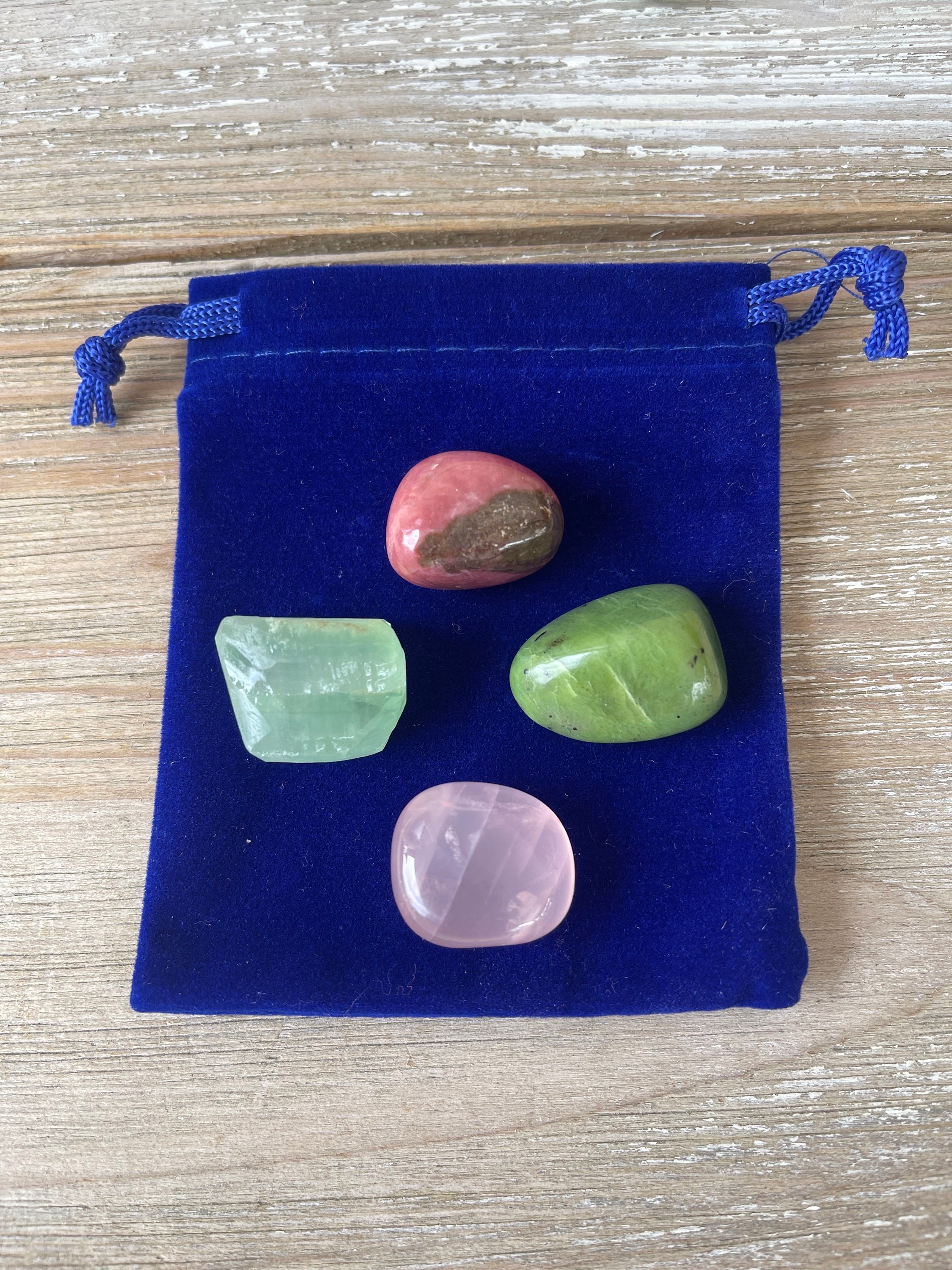 SatinCrystals Gemstone Bracelet Set - Chrysocolla, Rose Quartz, Rhodonite Heart Chakra Stretch - View #4