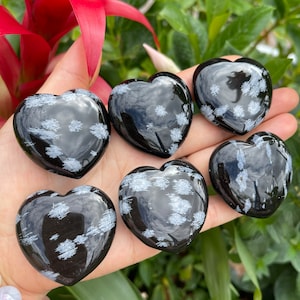 Snowflake Obsidian Hearts (1.5&quot;) -  Snowflake Obsidian - Healing Crystals and Stones - Root Chakra