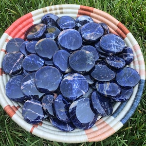 Sodalite Smooth Stones (~1.3“- 1.7“) - Sodlite Palm Stones - Healing Crystals and Stones - Throat Chakra