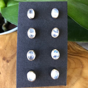 Moonstone Stud  Earrings - Sterling Silver Earrings - Moonstone Earrings - Healing Crystals and Stones - Crown Chakra