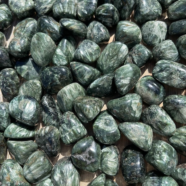 Seraphinite Tumbled Stones - Tumbled Seraphinite - Rare Stones - Healing Crystals and Stones