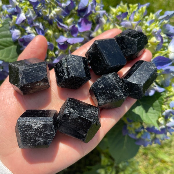 Black Tourmaline - Semi Polished Black Tourmaline - Tourmaline Pocket Stone - Root Chakra