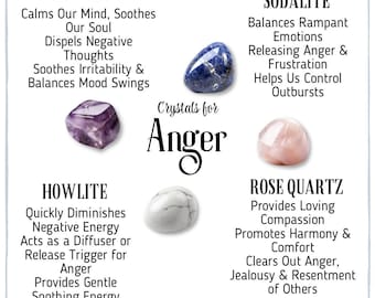 Crystal Set - Crystals For Anger - Rose Quartz - Sodalite - Amethyst - White Howlite