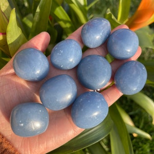 Angelite Tumbled Stones - High Quality Angelite  - Healing Crystals and Stones  - Throat Chakra