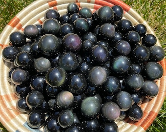 Rainbow Obsidian Sphere: Root Chakra Healing Crystal