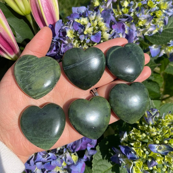 Nephrite Jade Heart - Nephrite Jade - Healing Crystal and Stone - Heart Chakra