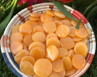 Orange Calcite Smooth Stones (~1.3” - 1.5") - Healing Crystals and Stones - Sacral Chakra