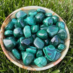 1 LB Malachite Tumbled Stones (0.8&quot; - 1&quot;) - Malachite - Healing Crystals and Stones - Heart Chakra