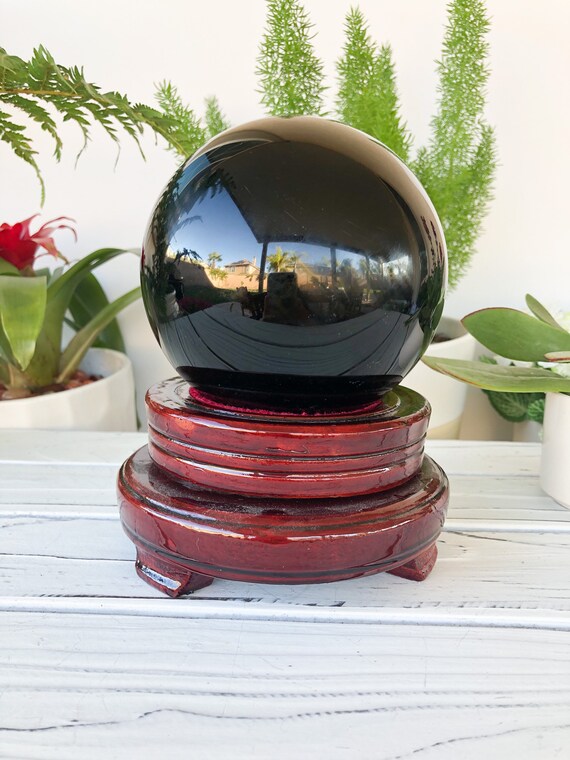 Large Black Obsidian Sphere (~110mm) (~4.4 Lb) - Healing Crystals