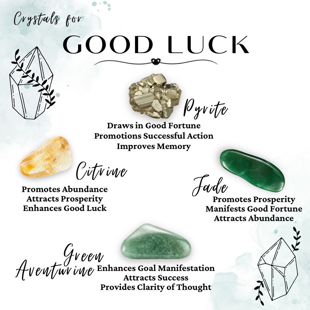 Crystal Set Crystals for Good Luck Pyrite Citrine Jade Green Aventurine