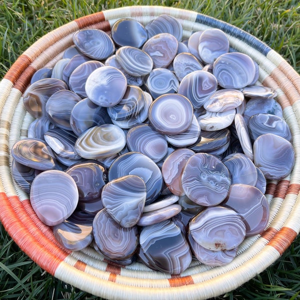 Botswana Agate(~1.3”- 1.5”) - Botswana Agate Smooth Stone - Healing Crystals and Stones - Third Eye Chakra