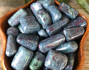 Ruby in Kyanite Tumbled Stone: Healing Crystal Birthstone