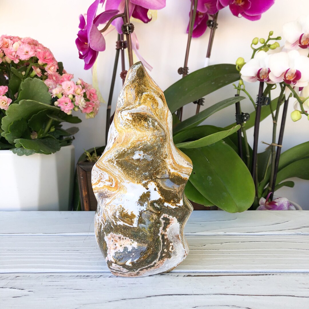 Large Ocean Jasper Flame: Healing Crystal Decor (~1.2kg) - Etsy