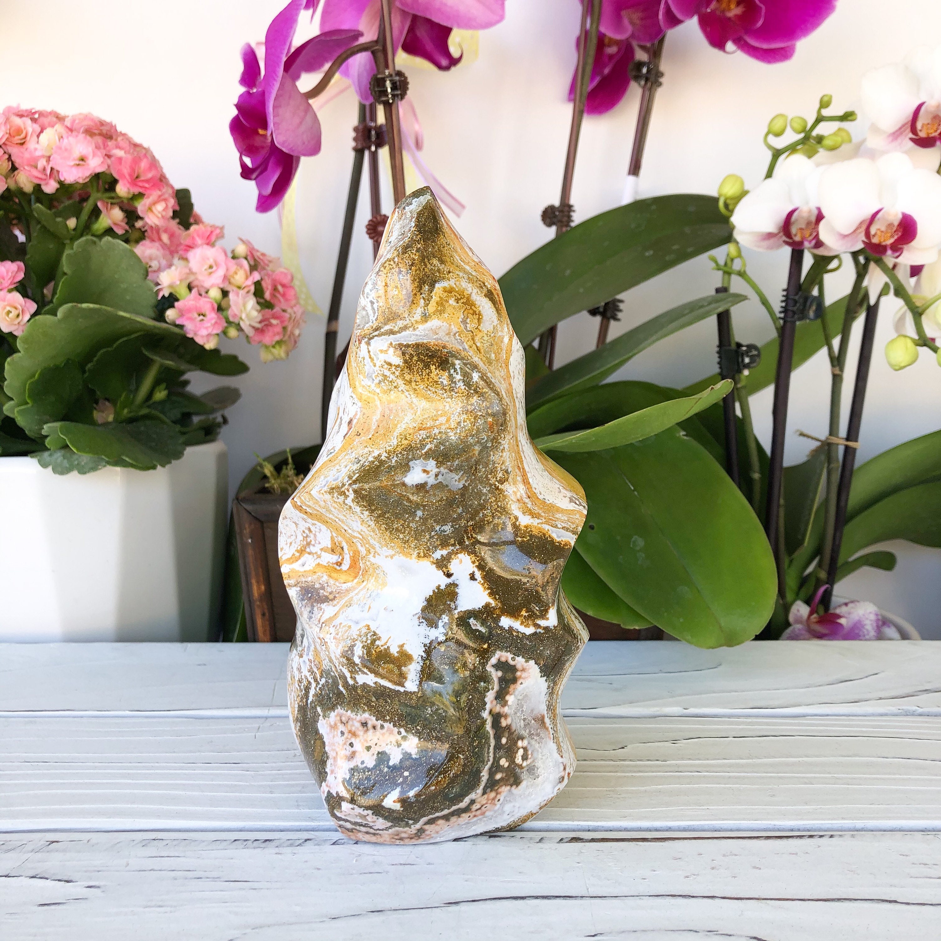 Large Ocean Jasper Flame: Healing Crystal Decor (~1.2kg) - Etsy