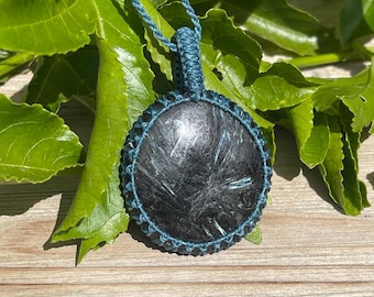 Macrame Arfvedsonite Necklace