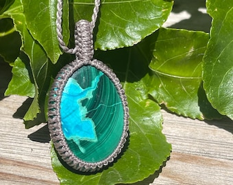Macrame Chrysocolla Malachite Pendant