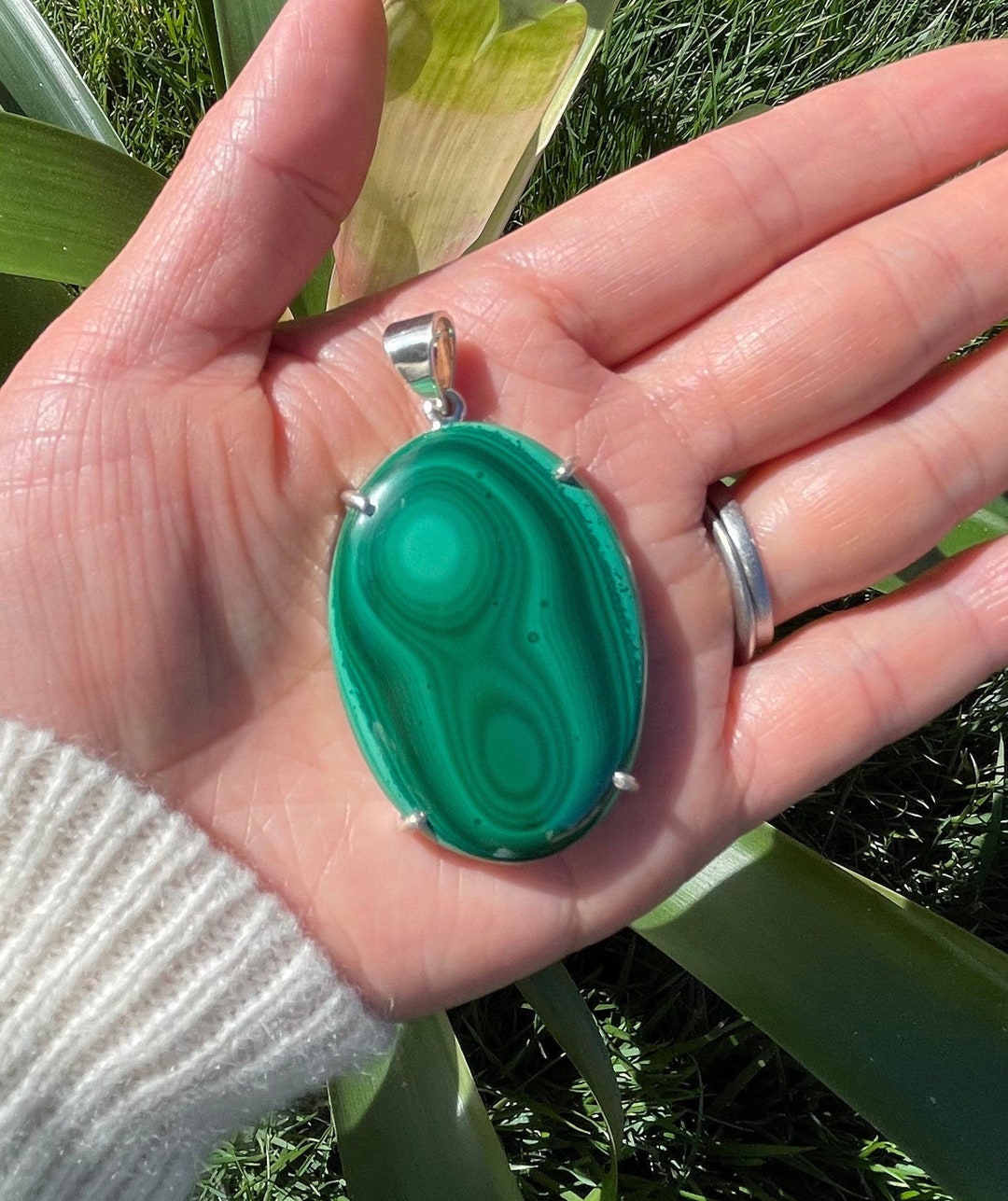 Large Malachite Pendant - Etsy