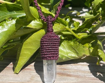 Macrame Clear Crystal Necklace – Adjustable Healing Pendant