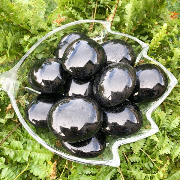 Black Tourmaline Palm stone (~2") Grade A - Healing Crystals and Stones - Root Chakra