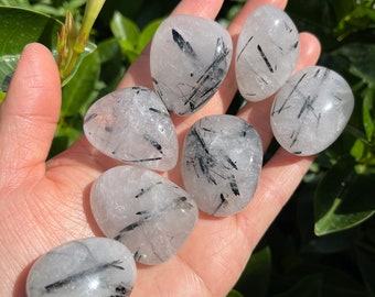 Tourmaline Quartz Tumbled Stone: Protective Crystal (1"-1.2")