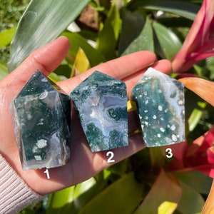 Moss Agate Points -  High Quality Moss Agate - Hand Carved Crystal Tower - Healing Crystals and Stones