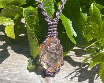 Macrame Skeletal Quartz Crystal Necklace – Adjustable Healing Pendant