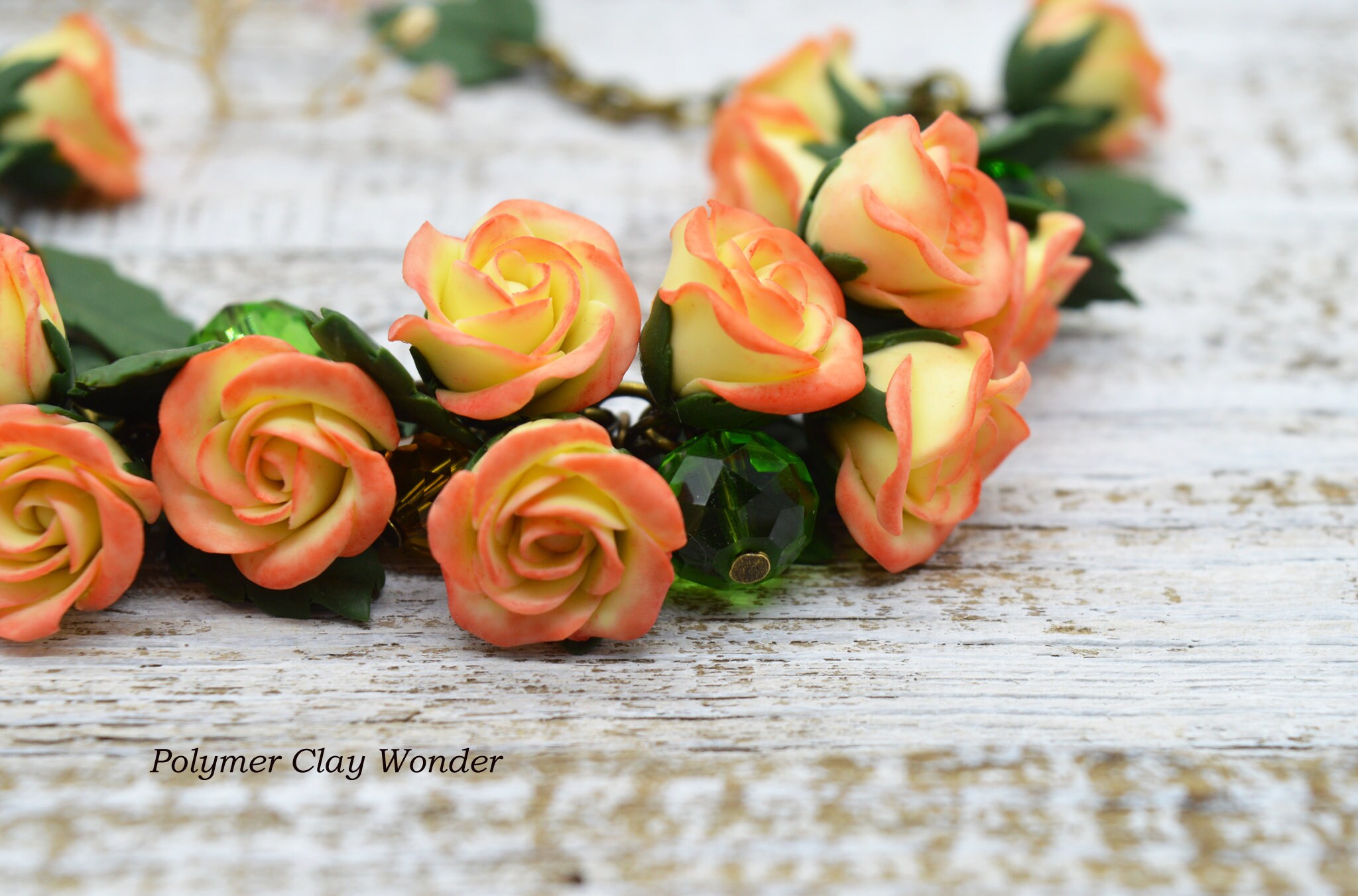 Yellow Rose Bracelet Polymer Clay Jewelry Realistic Flowers Etsy