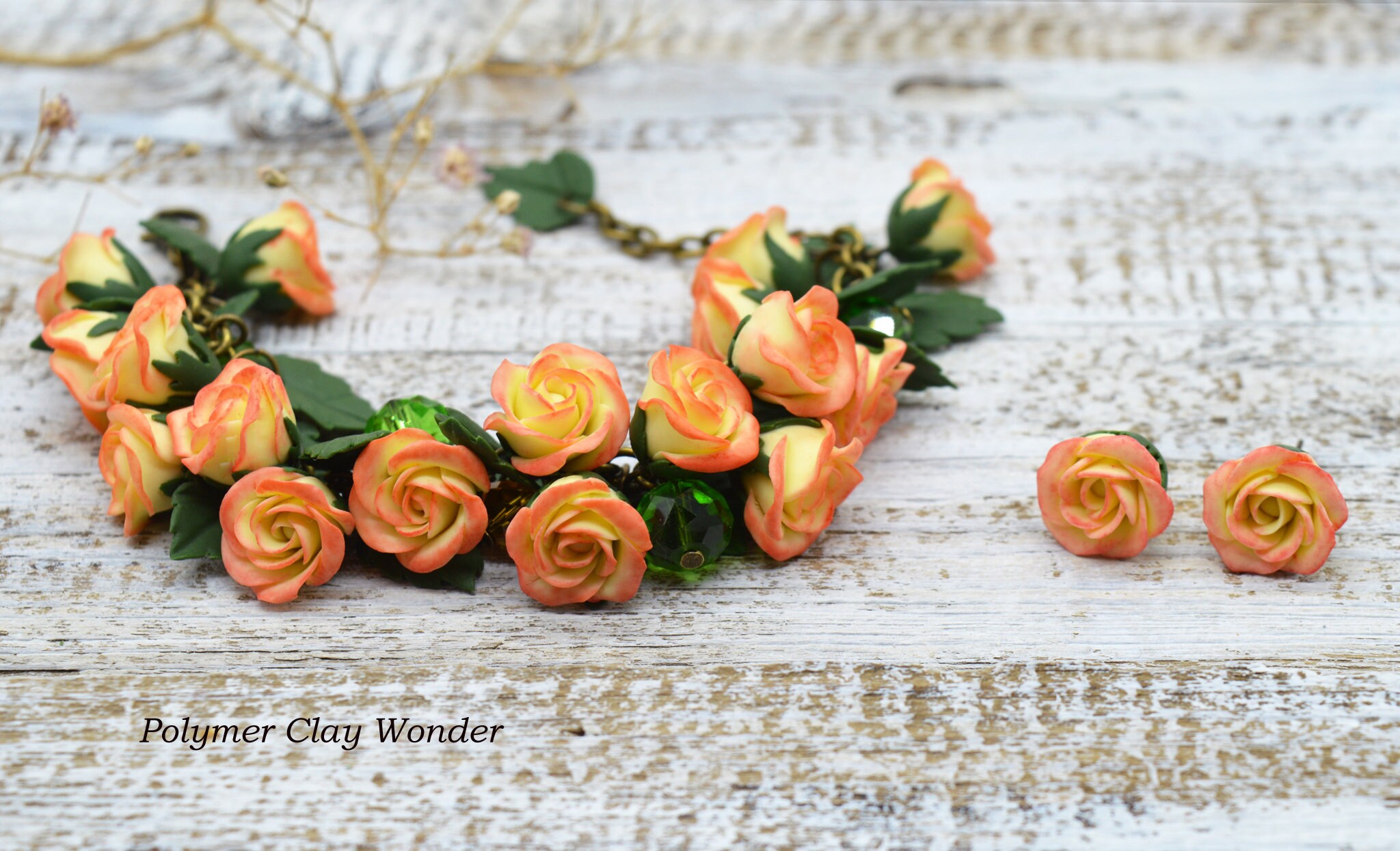 Yellow Rose Bracelet Polymer Clay Jewelry Realistic Flowers Etsy