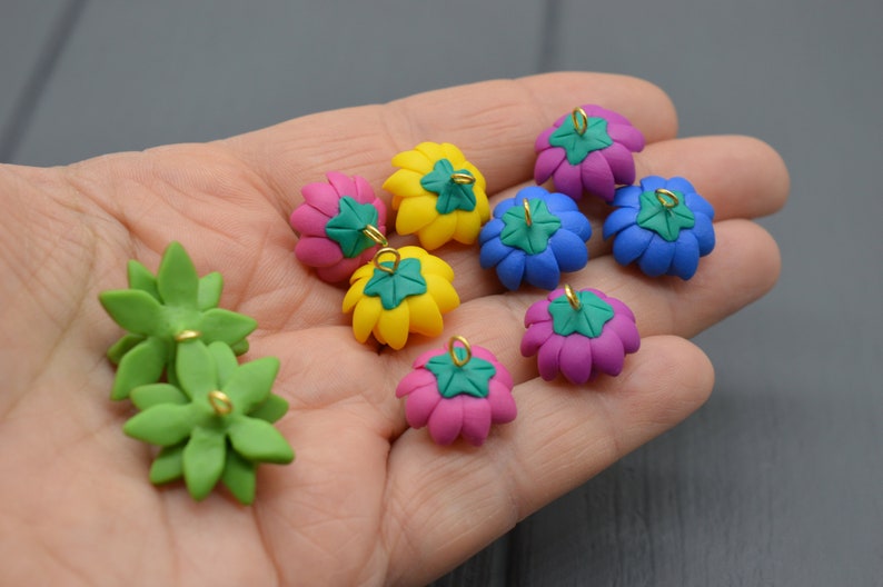 Multicolor Flower Charms Polymer Clay Charms Bracelet Etsy