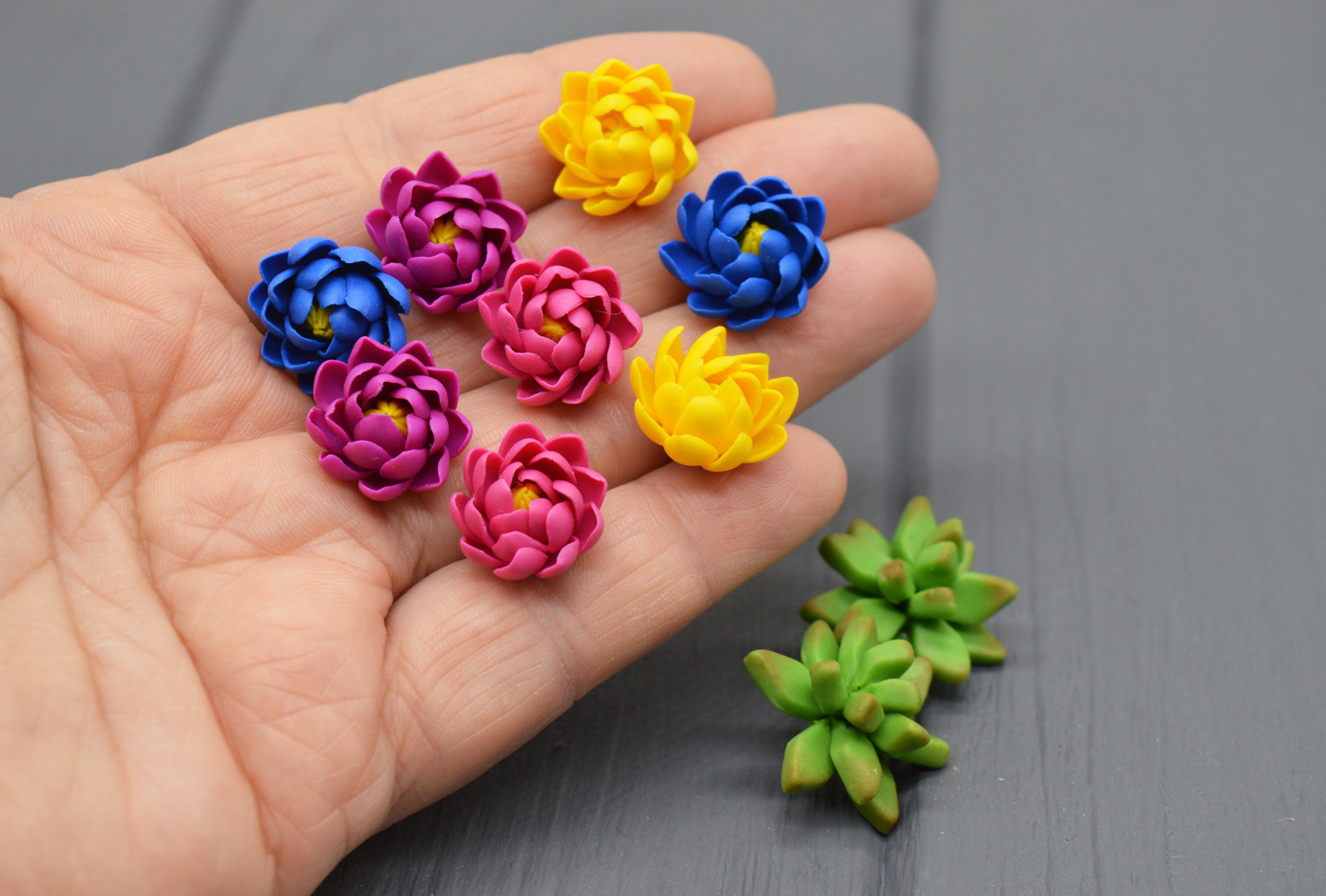 Multicolor Flower Charms Polymer Clay Charms Bracelet Etsy