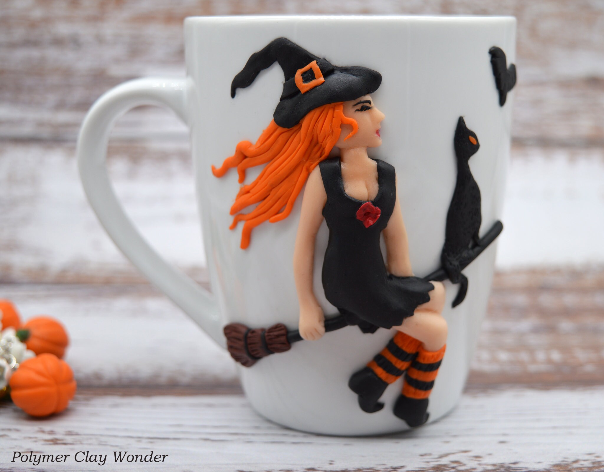 Halloween Witch Mug Decorated with Polymer Clay Funny Coffee Etsy