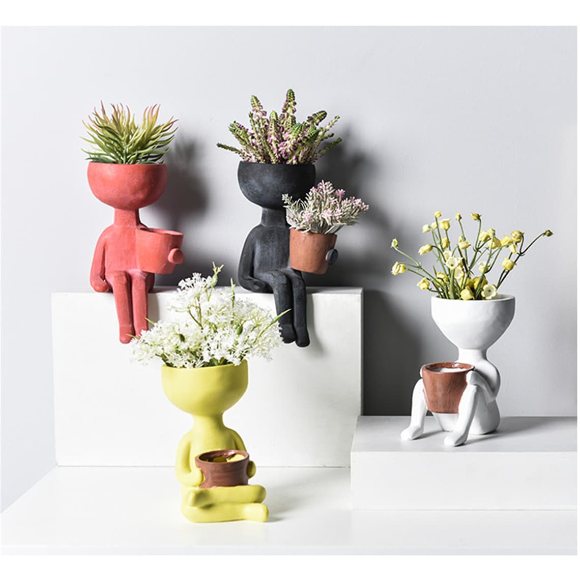 Humanoid Ceramic Planters Figurine Plant Pot Ceramic Flower Etsy