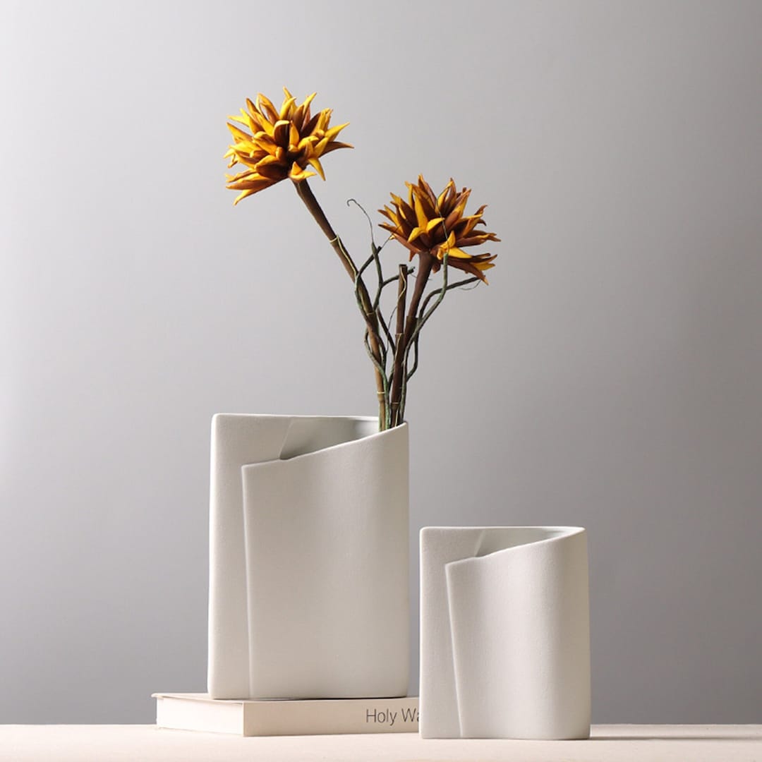 Ceramic Book Vase Modern Minimalist Vase Creative White Etsy