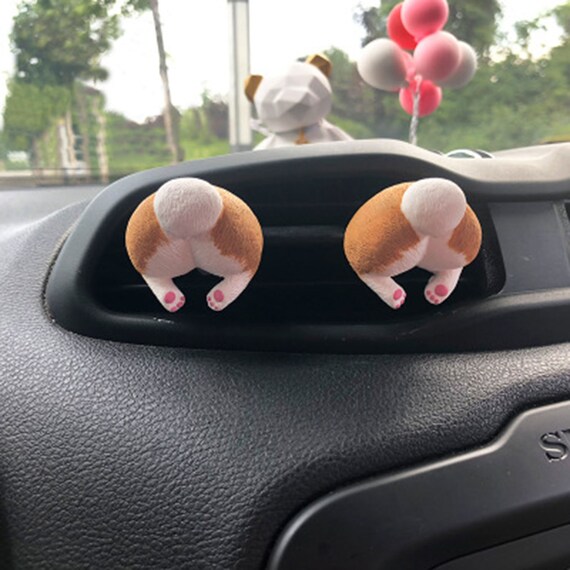 Kirky Button Car Vent Clip Aromatherapy Diffuser Customized Car Decoration Interior Ridiculous Corgi Butts Car Accessories