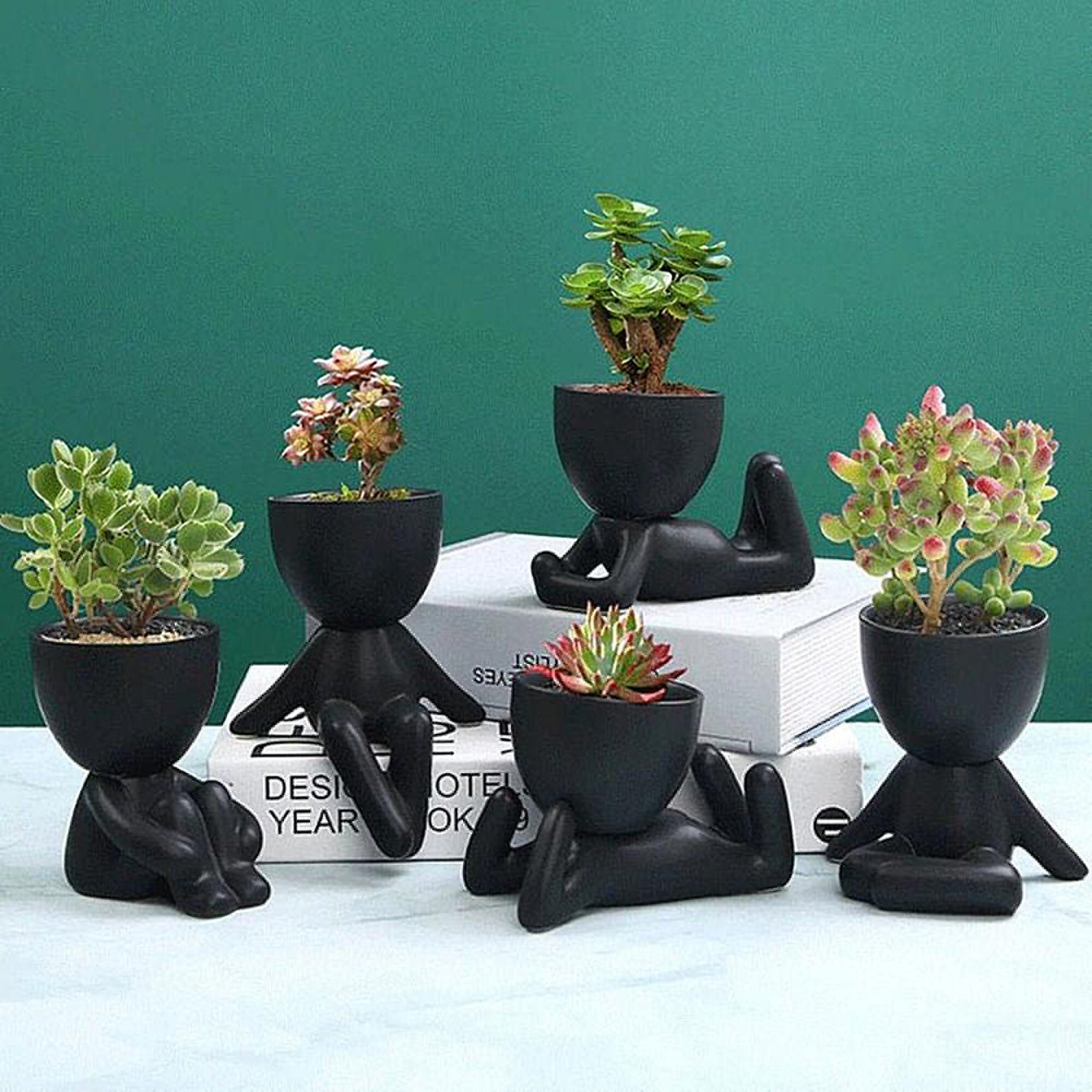 Humanoid Ceramic Planters Figurine Plant Pot Ceramic Flower Etsy