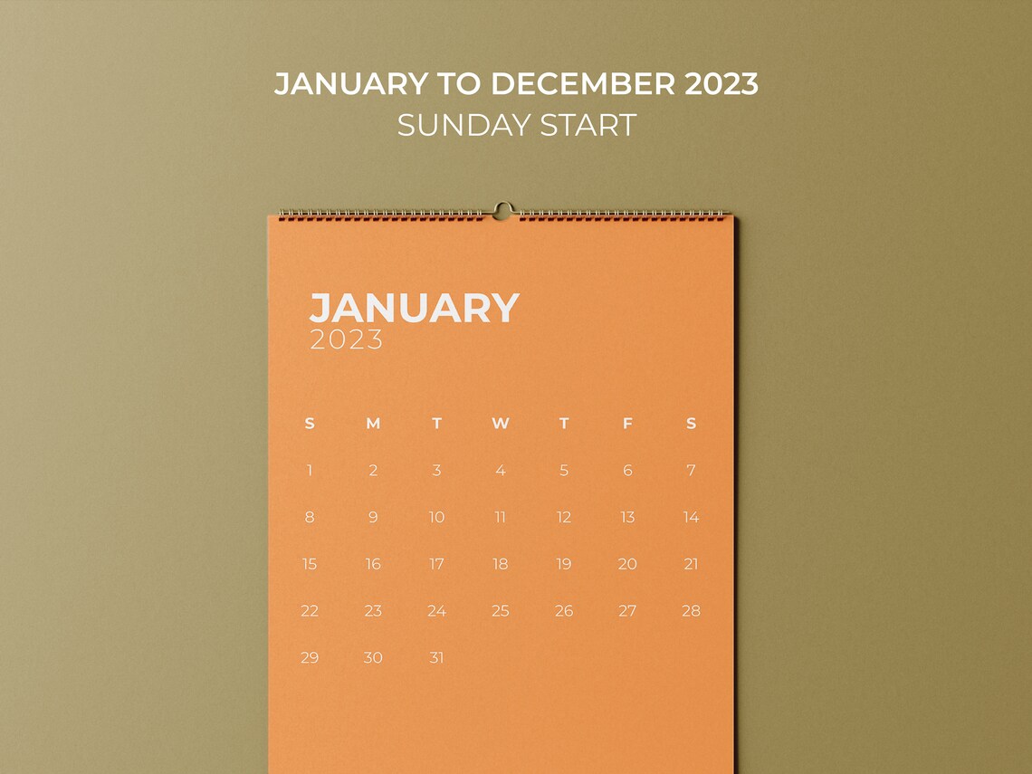 2023 Calendar Printable Monthly Calendar Minimalist Desk Etsy