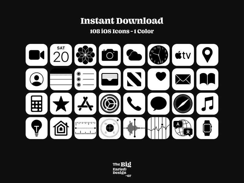 Aesthetic White iOS 14 App Icons Pack 108 Icons 1 Colors