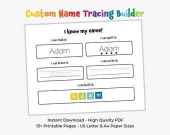 Custom Name Handwriting Practice,name Trace Worksheet,printable for Pre ...